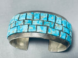 Native American One Of The Best Ever Vintage Navajo Turquoise Channel Sterling Silver Bracelet-Nativo Arts
