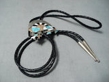Astounding Vintage Zuni Turquoise Sterling Silver Bolo Native American Old-Nativo Arts