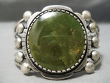 Best Vintage Native American Navajo Verdy Jake Moss Green Turquoise Sterling Silver Bracelet-Nativo Arts