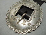 Earlier 1900's Vintage Native American Navajo Hand Tooled Sterling Silver Concho Belt Old-Nativo Arts