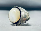 Glorious Native American Navajo Mother Of Pearl Sterling Silver Fan Ring-Nativo Arts