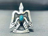 Taller Native American Navajo Bird Turquoise Sterling Silver Ring-Nativo Arts