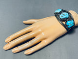Flowers Of Turquoise Chunk Vintage Native American Navajo Sterling Silver Bracelet-Nativo Arts
