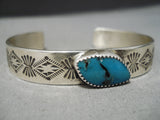 Beautiful Vintage Native American Navajo Blue Diamond Turquoise Sterling Silver Bracelet Old-Nativo Arts