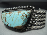 Very Heavy Coil Vintage Native American Navajo #8 Turquoise Sterling Silver Bracelet-Nativo Arts