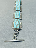 Dramatic Native American Navajo Blue Gem Turquoise Sterling Silver Link Bracelet-Nativo Arts
