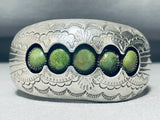 3d Cuff Vintage Native American Navajo Green Turquoise Sterling Silver Bracelet Signed-Nativo Arts