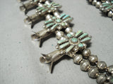 Rare Vintage Native American Navajo Royston Turquoise Sterling Silver Squash Blossom Necklace-Nativo Arts