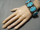 Impressive Vintage Native American Navajo Sleeping Beauty Turquoise Sterling Silver Bracelet Old-Nativo Arts