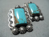 Incredible Vintage Native American Navajo Royston Turquoise Sterling Silver Earrings-Nativo Arts