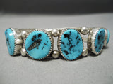 Amazing Vintage Native American Navajo Chunky Turquoise Sterling Silver Bracelet Cuff Old-Nativo Arts