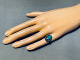 Early Vintage Native American Navajo Blue Gem Turquoise Sterling Silver Ring Old-Nativo Arts