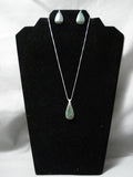 Beautiful Vintage Native American Navajo Tears Green Turquoise Sterling Silver Necklace-Nativo Arts