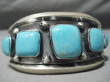 Heavy Huge Big Sturdy Vintage Native American Navajo #8 Turquoise Sterling Silver Bracelet Cuff-Nativo Arts