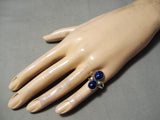 Important Vintage Navajo Lapis Sterling Silver Ring Old Native American-Nativo Arts