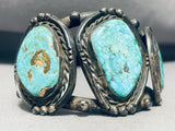 Museum Quality Vintage Native American Navajo Cairoc Lake Turquoise Sterling Silver Bracelet-Nativo Arts