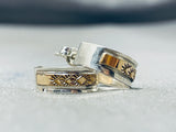 Brilliant Native American Navajo Sterling Silver Gold Fill Hoop Earrings-Nativo Arts