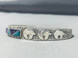 Bear Family Vintage Native American Navajo Turquoise Sugilite Sterling Silver Bracelet-Nativo Arts