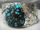 Opulent Native American Navajo Intense Spiderweb Turquoise Sterling Silver Bracelet-Nativo Arts