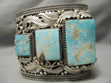 Biggest Best Vintage Native American Navajo #8 Turquoise Sterling Silver Bracelet-Nativo Arts