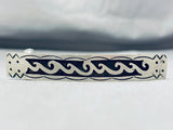 Wonderful Native American Navajo Handcarved Sterling Silver Waves Barrette-Nativo Arts