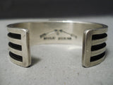 Deep Channels Vintage Native American Navajo Turquoise Sterling Silver Bracelet Old-Nativo Arts