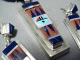 Native American Important Pat Edaaki Lapis Turquoise Sterling Silver Inlay Necklace-Nativo Arts