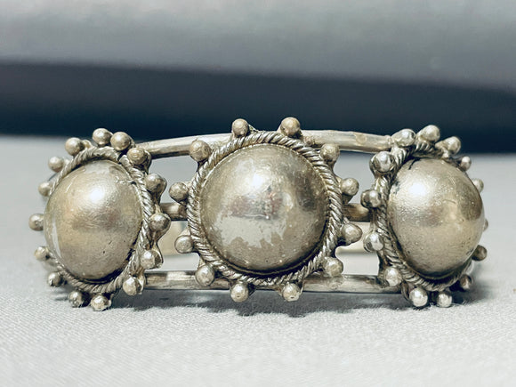 Bulbous Very Old Sturdy Vintage Native American Navajo Sterling Silver Bracelet-Nativo Arts