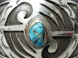 Intricate!! Vintage Native American Navajo Blue Diamond Turquoise Sterling Silver Bracelet Old-Nativo Arts