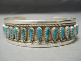 Native American Rare Blue Diamond Teardrop Turquoise Sterling Silver Bracelet-Nativo Arts