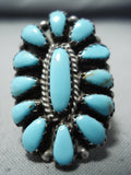 Signed Vintage Navajo Native American Turquoise Cluster Sterling Silver Ring-Nativo Arts
