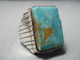 Huge Heavy Me's Native American Navajo Royston Turquoise Sterling Silver Ring-Nativo Arts