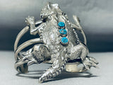 Important Colossal Toad Native American Navajo Turquoise Sterling Silvewr Bracelet-Nativo Arts