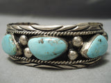Museum Vintage Native American Navajo Easter Blue Turquoise Sterling Silver Bracelet Old-Nativo Arts