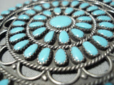 Larry Moses Begay Vintage Native American Navajo Turquoise Teardrop Sterling Silver Pin-Nativo Arts