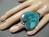 Huge Heart All Love Vintage Native American Navajo Turquoise Sterling Silver Heavy Ring-Nativo Arts