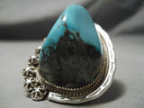 One Of The Largest Ever Native American Navajo Turquoise Sterling Silver Ring-Nativo Arts