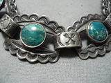 Early 1900's Vintage Native American Navajo Damale Turquoise Sterling Silver Bracelet Old-Nativo Arts
