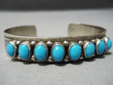 Wonderful Rich Begay Vintage Native American Navajo Blue Turquoise Sterling Silver Bracelet Old-Nativo Arts