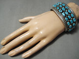 Huge Heavy Thick Vintage Native American Navajo Turquoise Sterling Silver Bracelet Old-Nativo Arts