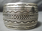Huge So Detailed Vintage Native American Navajo Hand Tooled Sterling Silver Bracelet Cuff-Nativo Arts