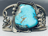Authentic Vintage Native American Navajo Morenci Turquoise Old Sterling Silver Bracelet-Nativo Arts