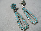 Early 1900's Vintage Native American Zuni Snake Eyes Turquoise Sterling Silver Earrings Old-Nativo Arts