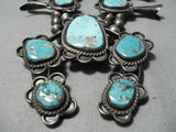 Statement Vintage Native American Navajo Turquoise Sterling Silver Squash Blossom Necklace-Nativo Arts