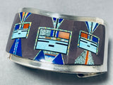 Signed Vintage Native American Navajo Space Kachina Turquoise Sterling Silver Bracelet-Nativo Arts