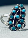 Wonderful Vintage Native American Zuni Blue Gem Turquoise Sterling Silver Ring-Nativo Arts