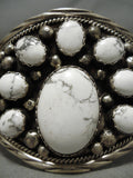 One Of The Best Vintage Native American Navajo White Buffalo Turquoise Sterling Silver Bracelet-Nativo Arts