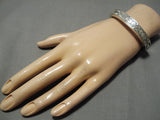 Intricate!! Vintage Native American Navajo Geometric Sterling Silver Bracelet-Nativo Arts