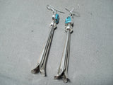 Dramatic Navajo Turquoise Sterling Silver Earrings Native American-Nativo Arts