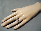 Fantastic Vintage Native American Navajo Inlay Cerrillos Turquoise Sterling Silver Ring-Nativo Arts